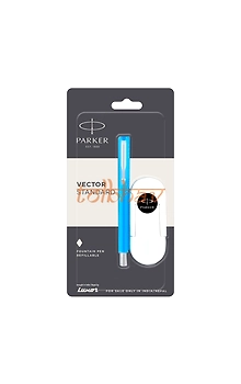 Parker Vector Standard Chrome Trim Fountain Pen Light Blue