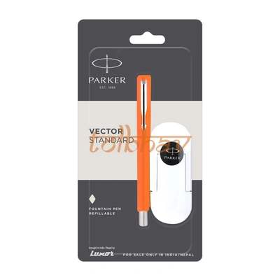 Parker Vector Standard Chrome Trim Fountain Pen Orange