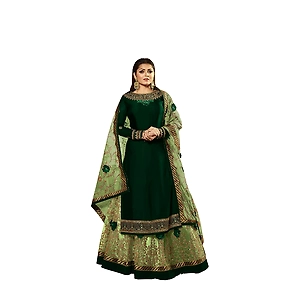 Designer Embroidered Women's Georgette Anarkali Semi Stitched Lehenga Suit