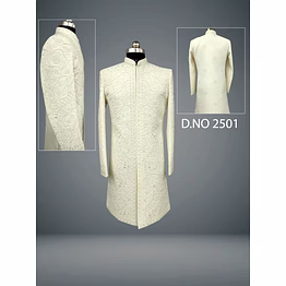designer cream indo-western wedding outfit for men