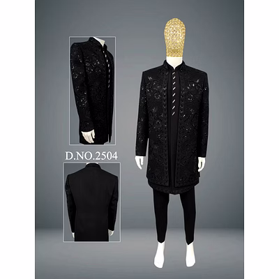 maroon velvet indo-western wedding wear for men