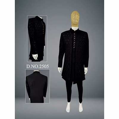 off white designer indo-western sherwani set