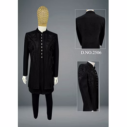 stylish grey indo-western reception wear