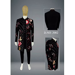 silver grey indo-western sherwani for men