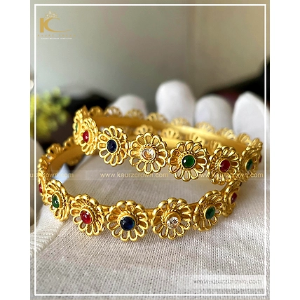 Aiza Traditional Antique Gold Plated Bangles-11670480