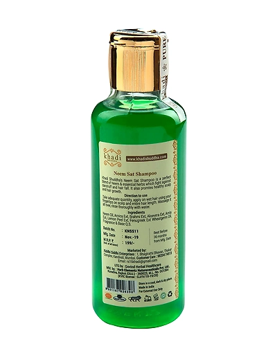 Khadi Shuddha Pure Neem Kit (Shampoo, Face Wash, Soap) Hair Fall Cantrol &amp; Anti Dandruff | Anti Acne &amp; Oil Control | No Sls, Sles &amp; Parabens | Made With 100% Natural-Green-2