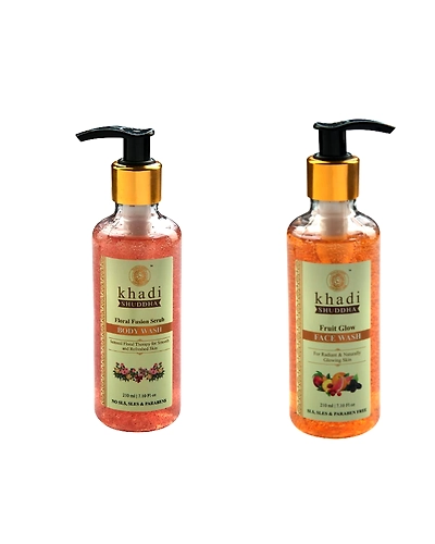 Khadi Shuddha Fruit Glow Kit (Face Wash &amp; Body Wash ) For Radiant &amp; Naturally Glowing Skin | Sls, Sles &amp; Paraben Free | 210Ml-Khadi-sudha-fruit-glow-kit
