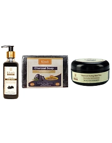 Khadi Shuddha Charcoal Face Wash, Charcoal Soap & Charcaol Hair Wax | No Sls, Sles, & Parabens