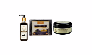 Khadi Shuddha Charcoal Face Wash, Charcoal Soap & Charcaol Hair Wax | No Sls, Sles, & Parabens