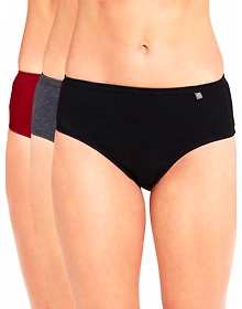 Jockey Women's High Coverage Super Combed Cotton Mid Waist Hipster With Concealed Waistband and StayFresh Treatment - Dark Assorted(Pack of 3)