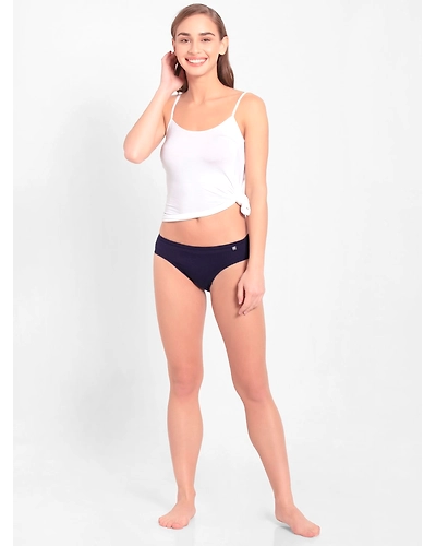Jockey Women's Medium Coverage Super Combed Cotton Mid Waist Bikini With Concealed Waistband - Dark Assorted(Pack of 3)-Small-1