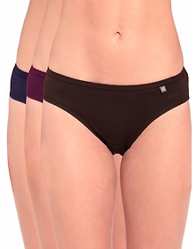 Jockey Women's Medium Coverage Super Combed Cotton Mid Waist Bikini With Concealed Waistband - Dark Assorted(Pack of 3)