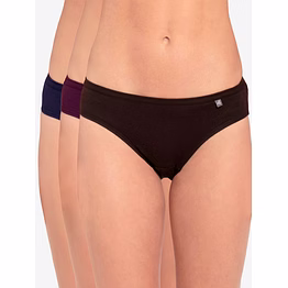 jockey women's medium coverage super combed cotton mid waist bikini with concealed waistband - dark assorted(pack of 3)