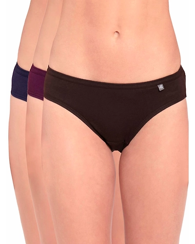 Jockey Women's Medium Coverage Super Combed Cotton Mid Waist Bikini With Concealed Waistband - Dark Assorted(Pack of 3)-Jockey-women-1410-03-asstd-S
