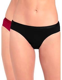 Jockey Women's Medium Coverage Super Combed Cotton Mid Waist Bikini With Exposed Waistband and StayFresh Treatment - Dark Assorted(Pack of 2)