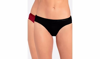 Jockey Women's Medium Coverage Super Combed Cotton Mid Waist Bikini With Exposed Waistband and StayFresh Treatment - Dark Assorted(Pack of 2)