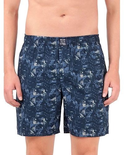 Jockey Men's Super Combed Mercerized Cotton Woven Printed Boxer Shorts with Side Pocket - ASSTD-XL-1