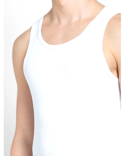 Jockey Men's Super Combed Cotton Rib Round Neck Sleeveless Vest with Stay Fresh Properties - White(Pack of 2)-Medium-4