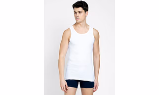 Jockey Men's Super Combed Cotton Rib Round Neck Sleeveless Vest with Stay Fresh Properties - White(Pack of 2)