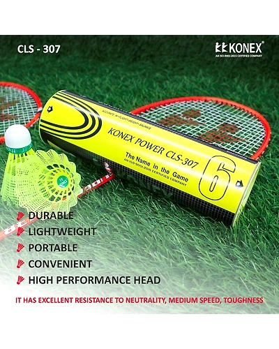 KONEX Nylon Badminton Shuttlecock - Premium Quality Badminton Shuttle (Yellow, Pack of 6)-2