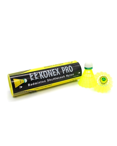 KONEX Nylon Badminton Shuttlecock - Premium Quality Badminton Shuttle (Yellow, Pack of 6)-As-konex-CLS-307-1box