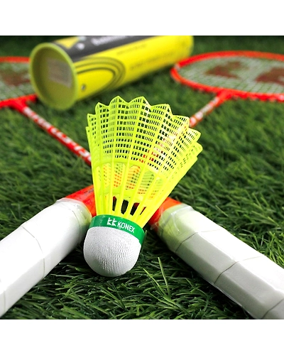 KONEX Nylon Badminton Shuttlecock - Premium Quality Badminton Shuttle (Yellow, Pack of 6)-1