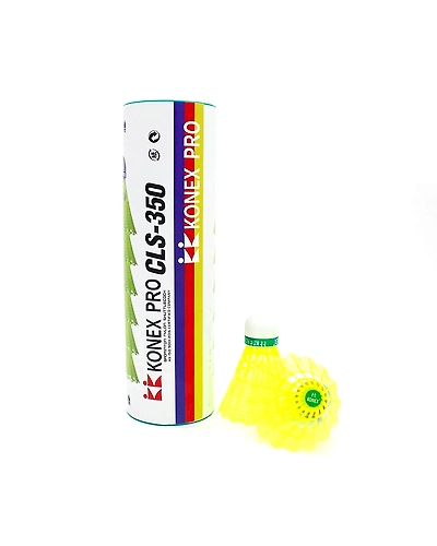 Konex Nylon Badminton Shuttlecock CSL-350 Yellow (Pack of 6)-As-konex-CLS-350-Shuttle-1box