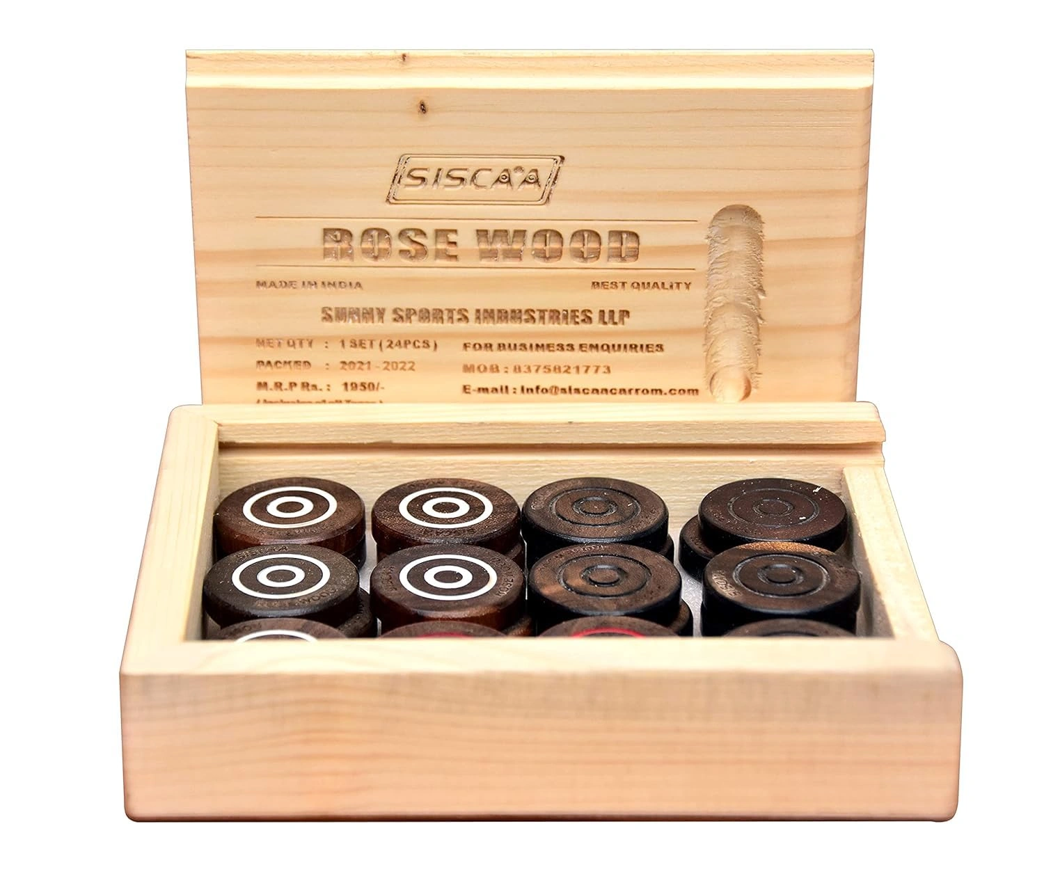 SISCAA Rosewood Carrom Coin Set (7mm Thickness) - Premium Quality Carrom Pieces-As-Siscaa-carrom-coin-perfect-shot