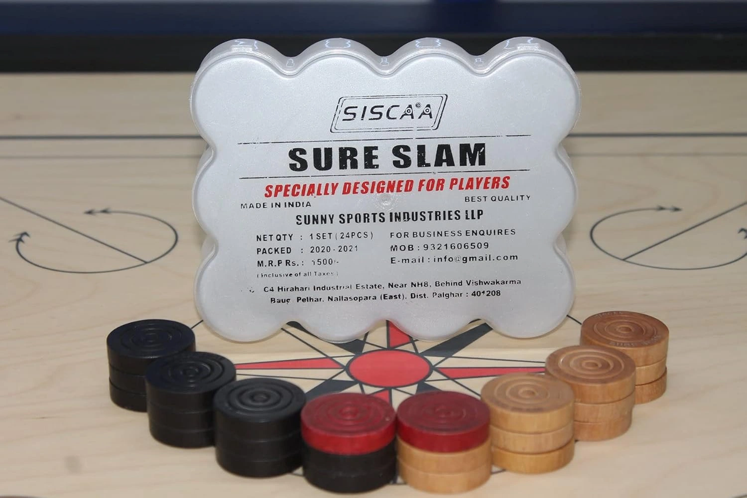 SISCAA Sure SLAM Premium Carrom Coins - Set of 24-3