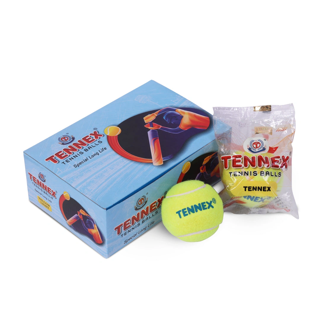 TENNEX Rubber Tennis Ball for Cricket - Lightweight, Durable for Cricket/Tennis Ball Training (Pack of 6, Light/Soft Yellow)-Tennex-light-1box