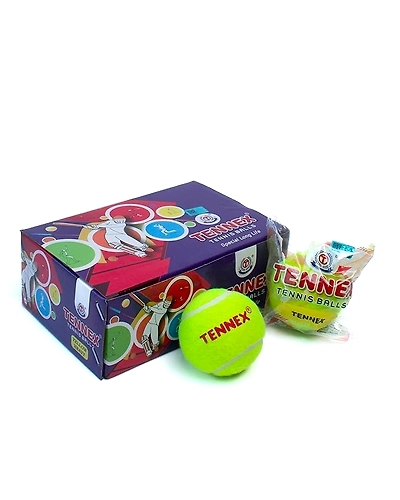 TENNEX Cricket Tennis Ball Yellow Heavy for Over Arm Cricket | Standard Size Ball for Cricket Tournament and Practice (6 Pcs, Yellow Colour)-1