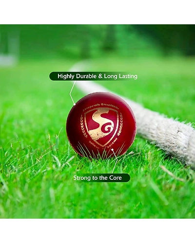 SG Shield 20 Two-Piece Water Proof Cricket Leather Ball, Regular Size (Red) (PACK OF 1)-5