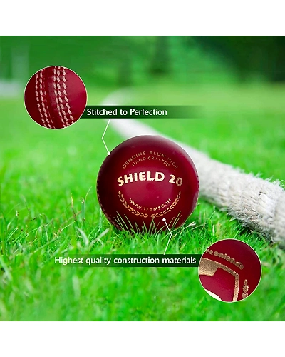 SG Shield 20 Two-Piece Water Proof Cricket Leather Ball, Regular Size (Red) (PACK OF 1)-4
