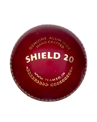 SG Shield 20 Two-Piece Water Proof Cricket Leather Ball, Regular Size (Red) (PACK OF 1)-2