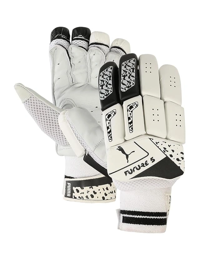 Puma Mens Future 5 Batting Gloves, (White-Black, Righty )-Size:-Small Boys-1