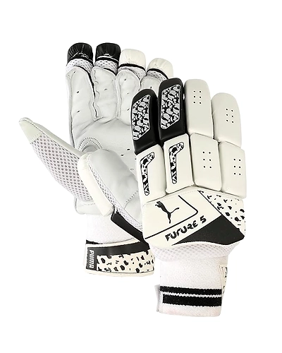 Puma Mens Future 5 Batting Gloves, (White-Black, Righty )-Size:-Small Boys-1