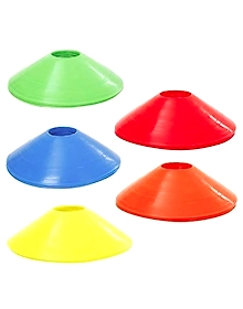 Aashray Disc Plastic Space Marker Agility Soccer Cones for Training, Football, Kids, Sports, Field Cone Markers (Multicolor, 10 Cones Set)