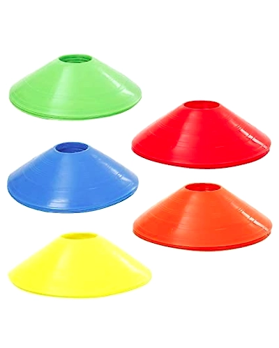 Aashray Disc Plastic Space Marker Agility Soccer Cones for Training, Football, Kids, Sports, Field Cone Markers (Multicolor, 10 Cones Set)-4