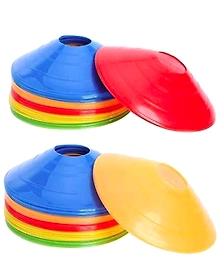 Aashray Disc Plastic Space Marker Agility Soccer Cones for Training, Football, Kids, Sports, Field Cone Markers (Multicolor, 10 Cones Set)