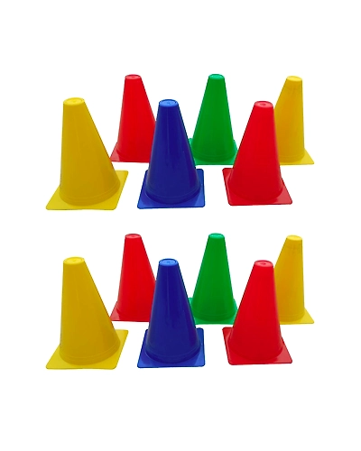 Aashray 6 Inch Football Training Agility Cone Marker | Safety Traffic Marker | Soccer Cones, Saucer Cone, Baseball Practice Agility Markers Cones | 6 Inch Pack of 6 | Multicolor |-As-platic-T-cone-6pcs