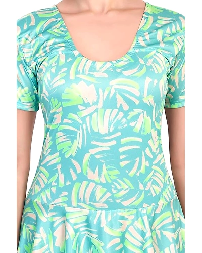 Aquado Poly Jersy - Printed Swimming Costume for Women Frock Style [Half Sleeves - Half Length - Without Pads]-M-SIZE:-34-4