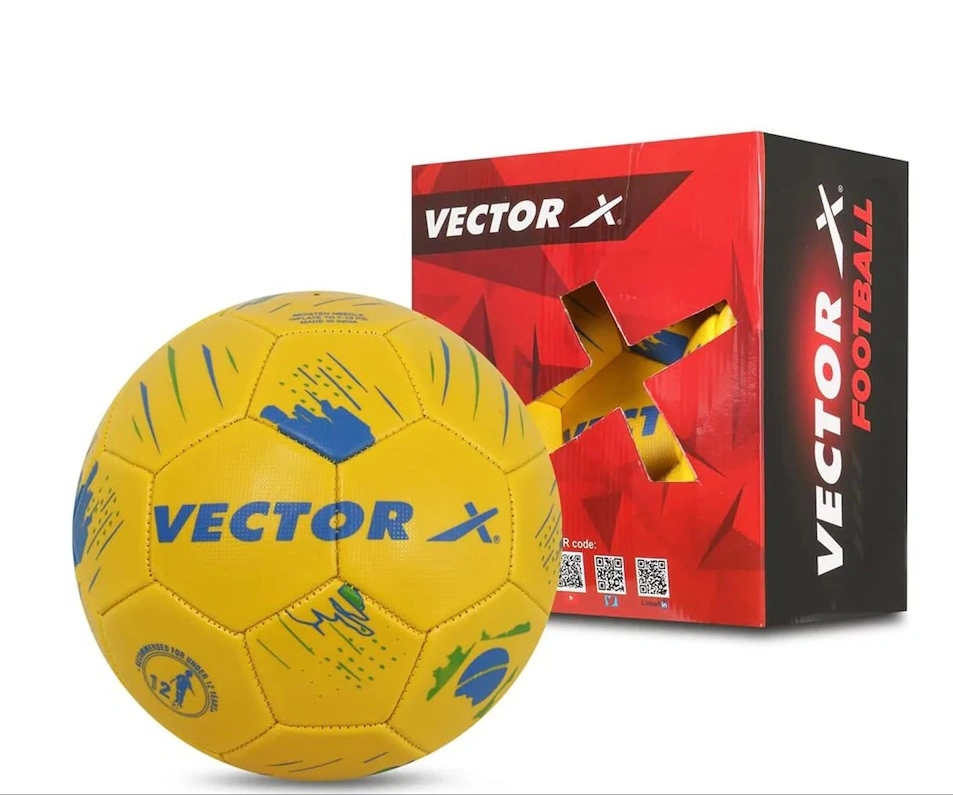 Vector X Brasil Soccer Ball PVC Embossed Machine Stitched Football (Yellow) Size-5-Vxt-Brasil-Football