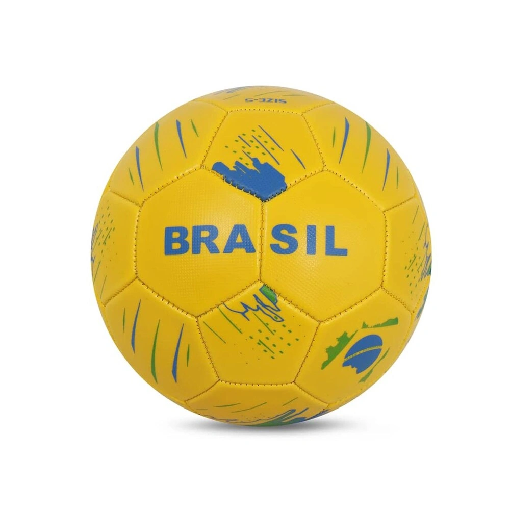 Vector X Brasil Soccer Ball PVC Embossed Machine Stitched Football (Yellow) Size-5-1