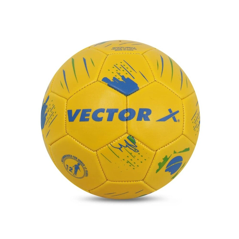 Vector X Brasil Soccer Ball PVC Embossed Machine Stitched Football (Yellow) Size-5-2