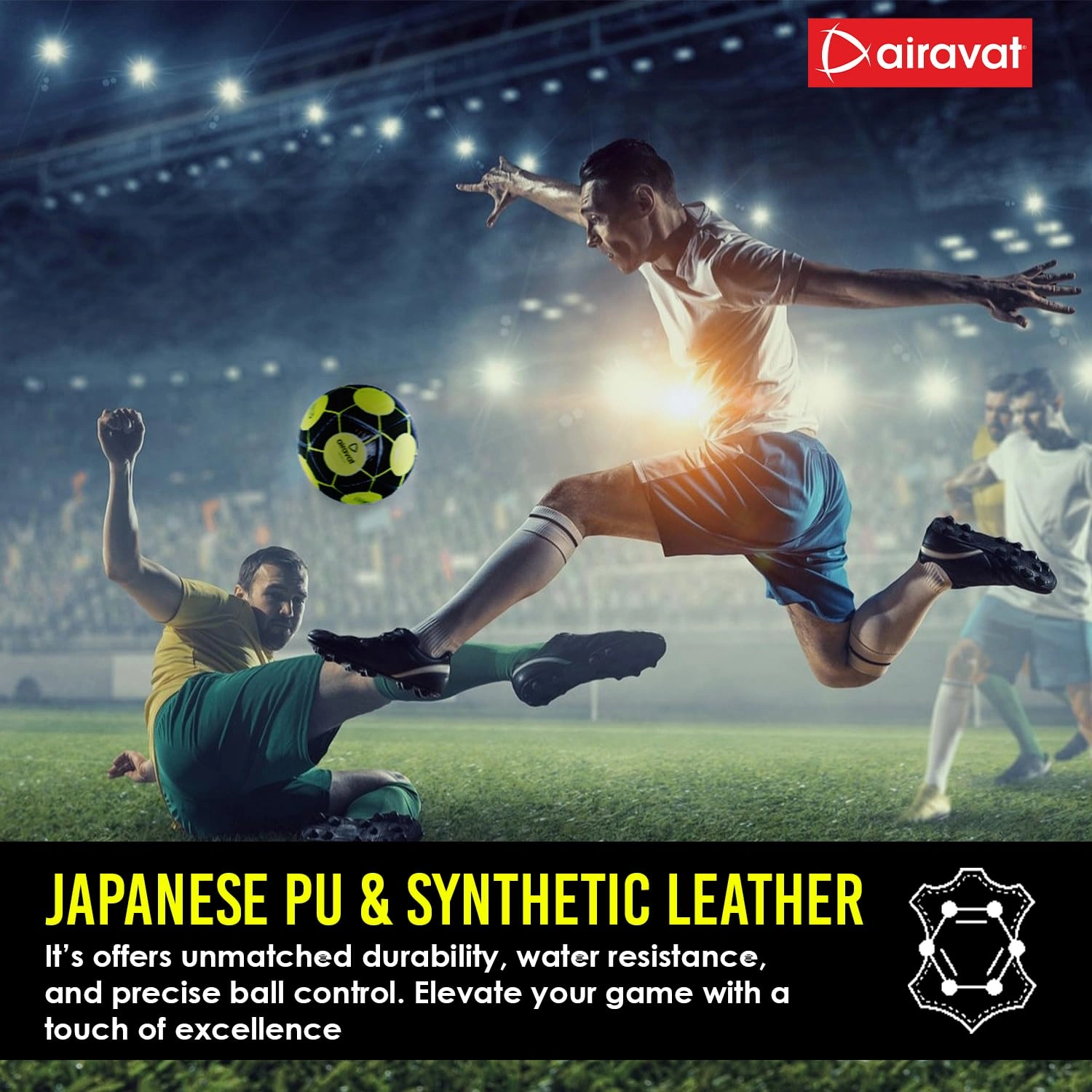 AIRAVAT 7207 Demeter Football Size 5 with 12 Panels | Japanese PU &amp; Synthetic Leather | Weight Range 390-410g | Suitable for All Ground | Soccer Ball for Men &amp; Women (Neon Green)-4