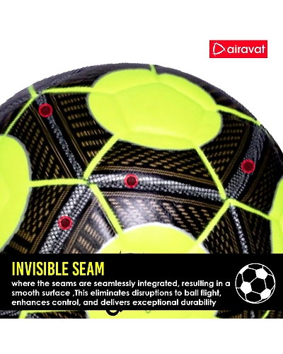 AIRAVAT 7207 Demeter Football Size 5 with 12 Panels | Japanese PU &amp; Synthetic Leather | Weight Range 390-410g | Suitable for All Ground | Soccer Ball for Men &amp; Women (Neon Green)-2