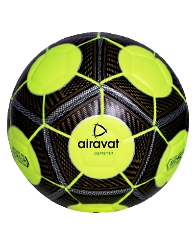 AIRAVAT 7207 Demeter Football Size 5 with 12 Panels | Japanese PU &amp; Synthetic Leather | Weight Range 390-410g | Suitable for All Ground | Soccer Ball for Men &amp; Women (Neon Green)-Airavat-7207-neon-football