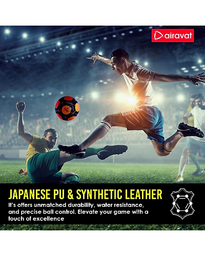 AIRAVAT 7207 Demeter Football Size 5 with 12 Panels | Japanese PU &amp; Synthetic Leather | Weight Range 390-410g | Suitable for All Ground | Soccer Ball for Men &amp; Women (Orange)-5