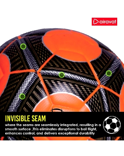 AIRAVAT 7207 Demeter Football Size 5 with 12 Panels | Japanese PU &amp; Synthetic Leather | Weight Range 390-410g | Suitable for All Ground | Soccer Ball for Men &amp; Women (Orange)-2