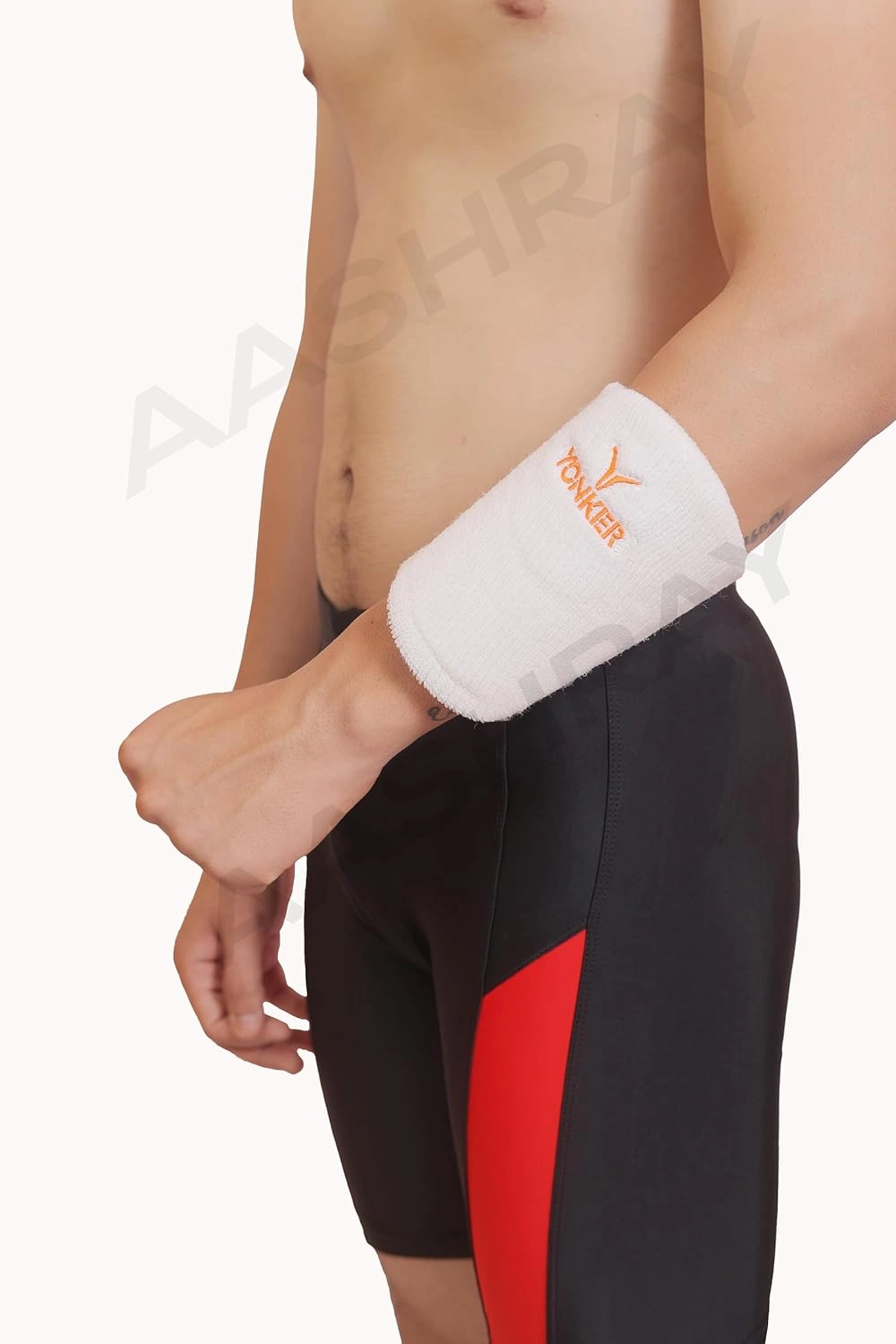 Yonker Cricket Arm Guard / Wrist Guard with Wrist Band (Pack of 1) (WHITE)-As-yonker-arm-guard-white